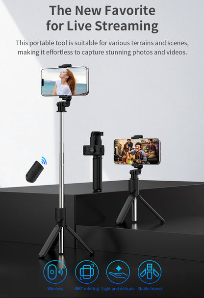 Selfie Stick mit Stativ und Bluetooth Fernbedienung