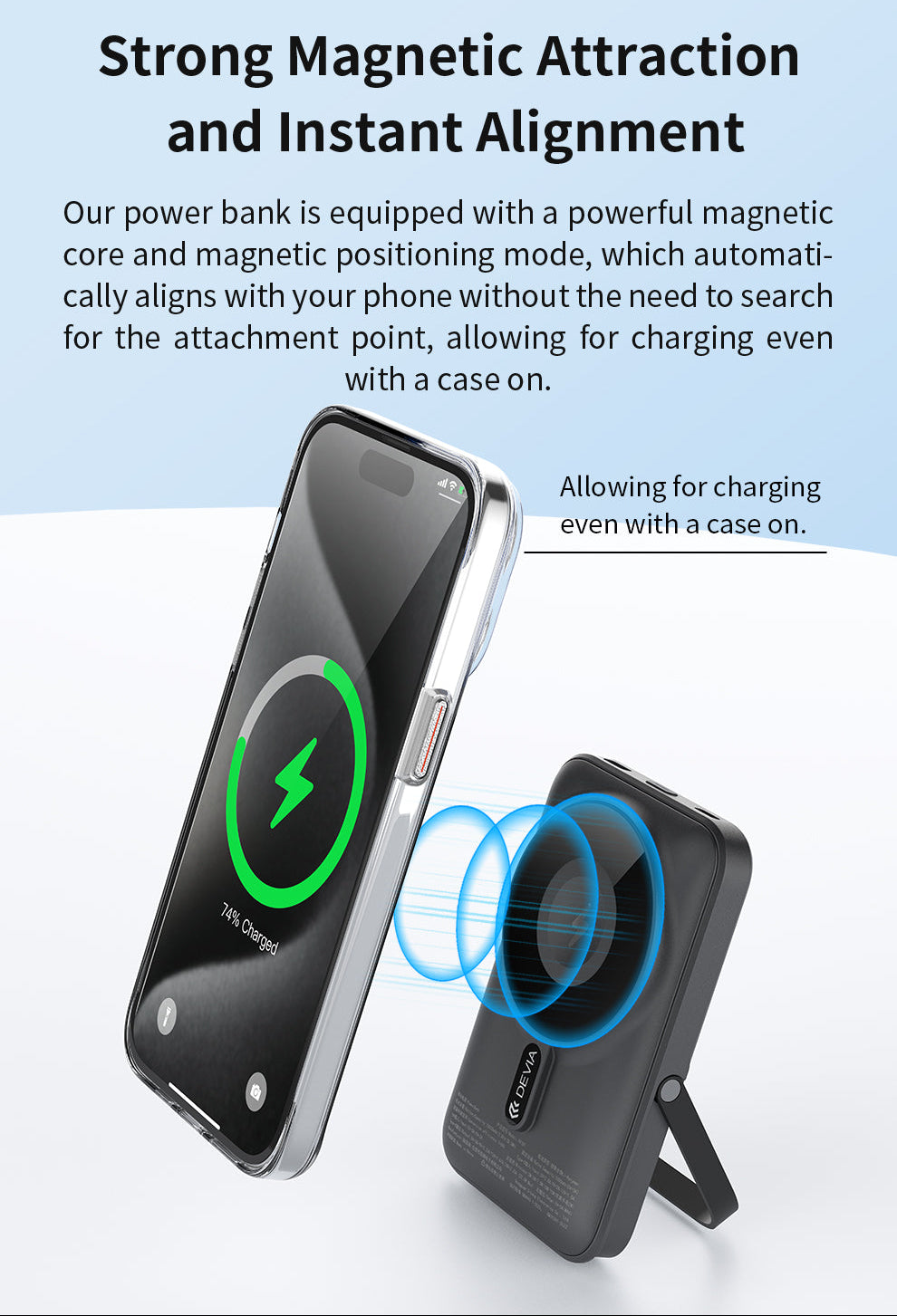 Magnetische Powerbank 10.000 mAh mit Standfunktion in weiß