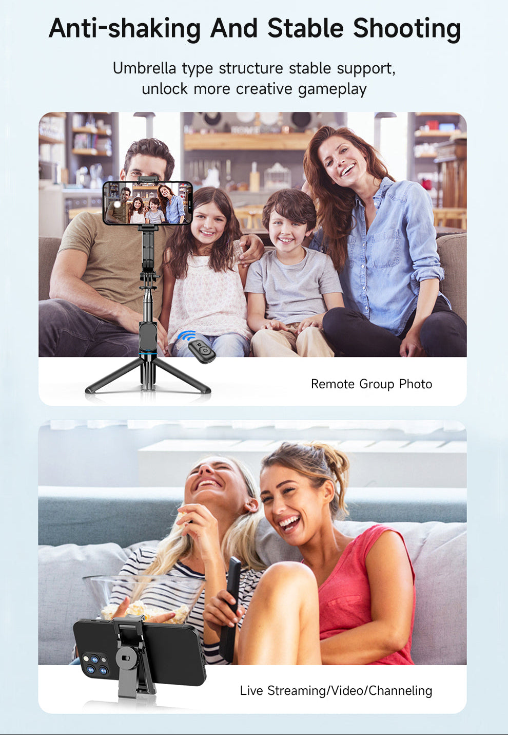 Multifunktionaler Selfie Stick mit Stativ und Fernbedienung