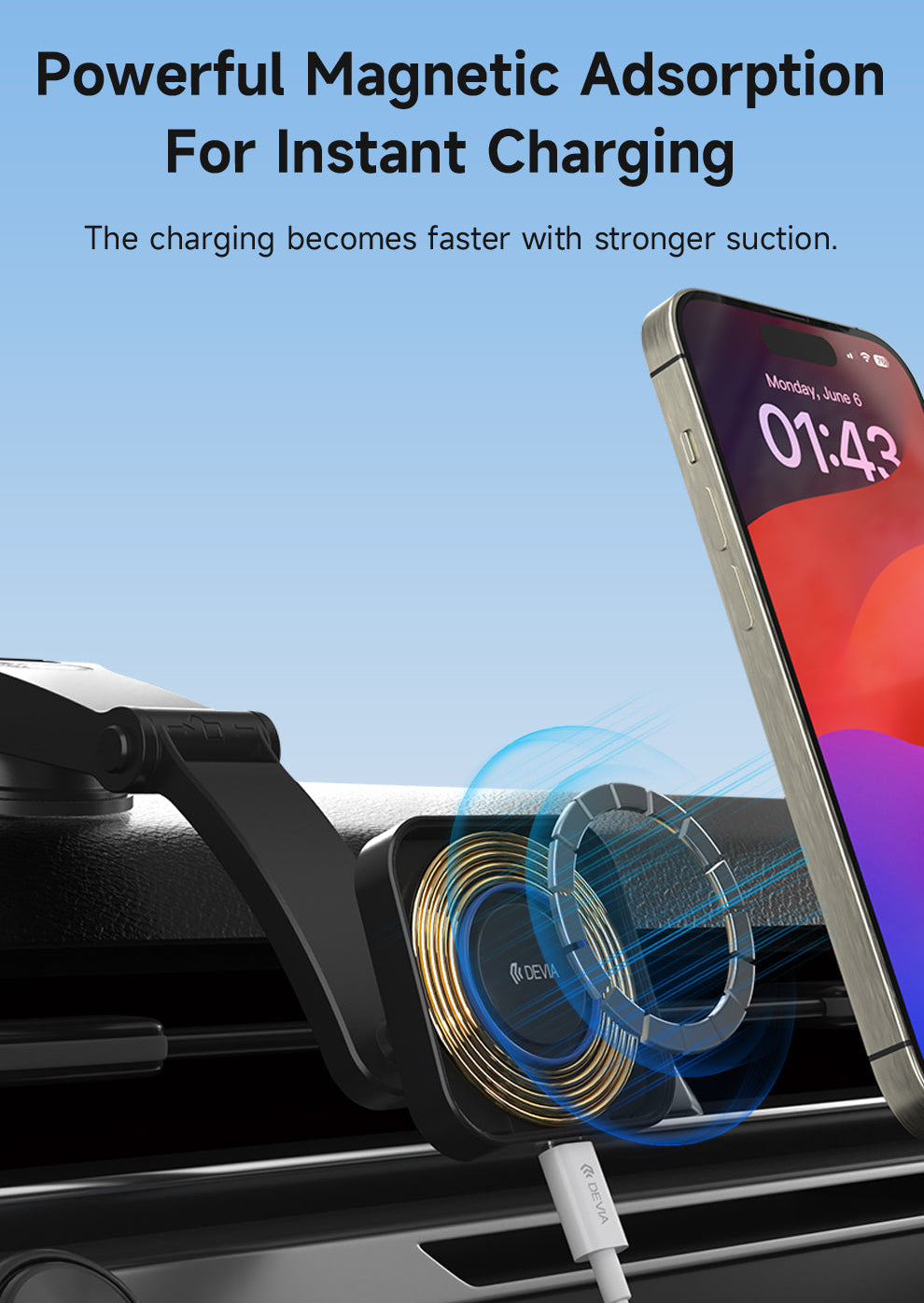 Magnetische Auto Handyhalterung mit Wireless Charger 15W