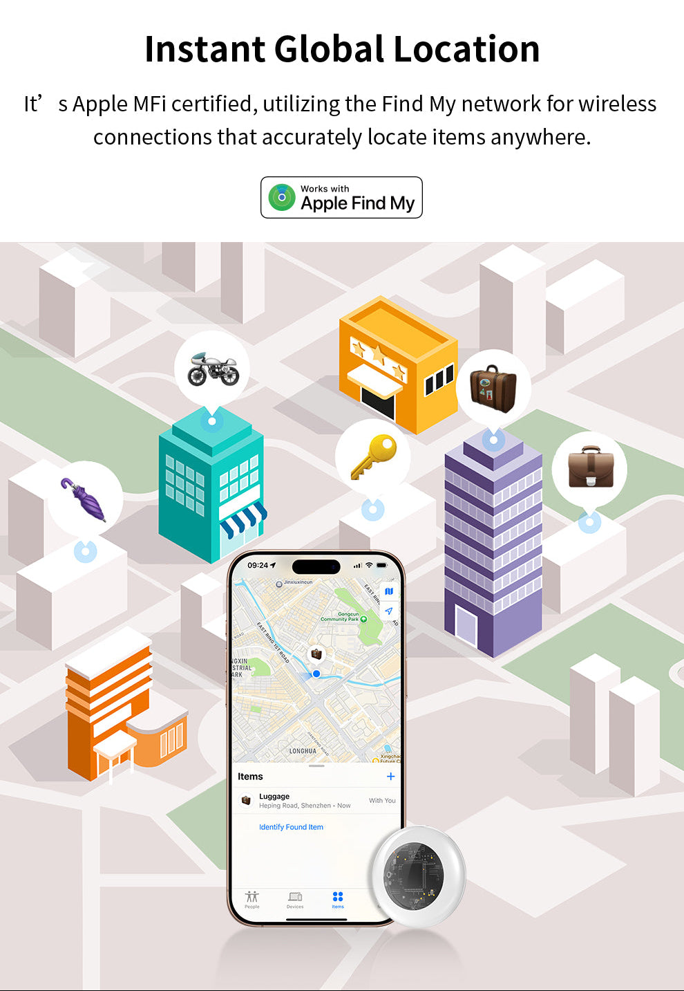 Smart Finder für Schlüssel, Tasche und Gepäck