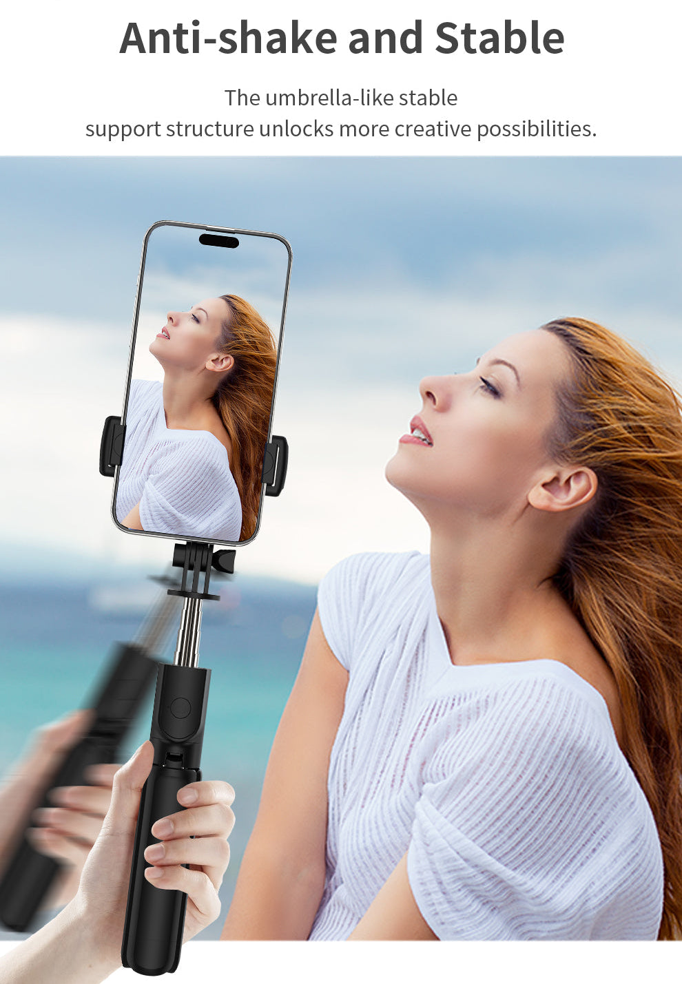 Selfie Stick mit Stativ und Bluetooth Fernbedienung