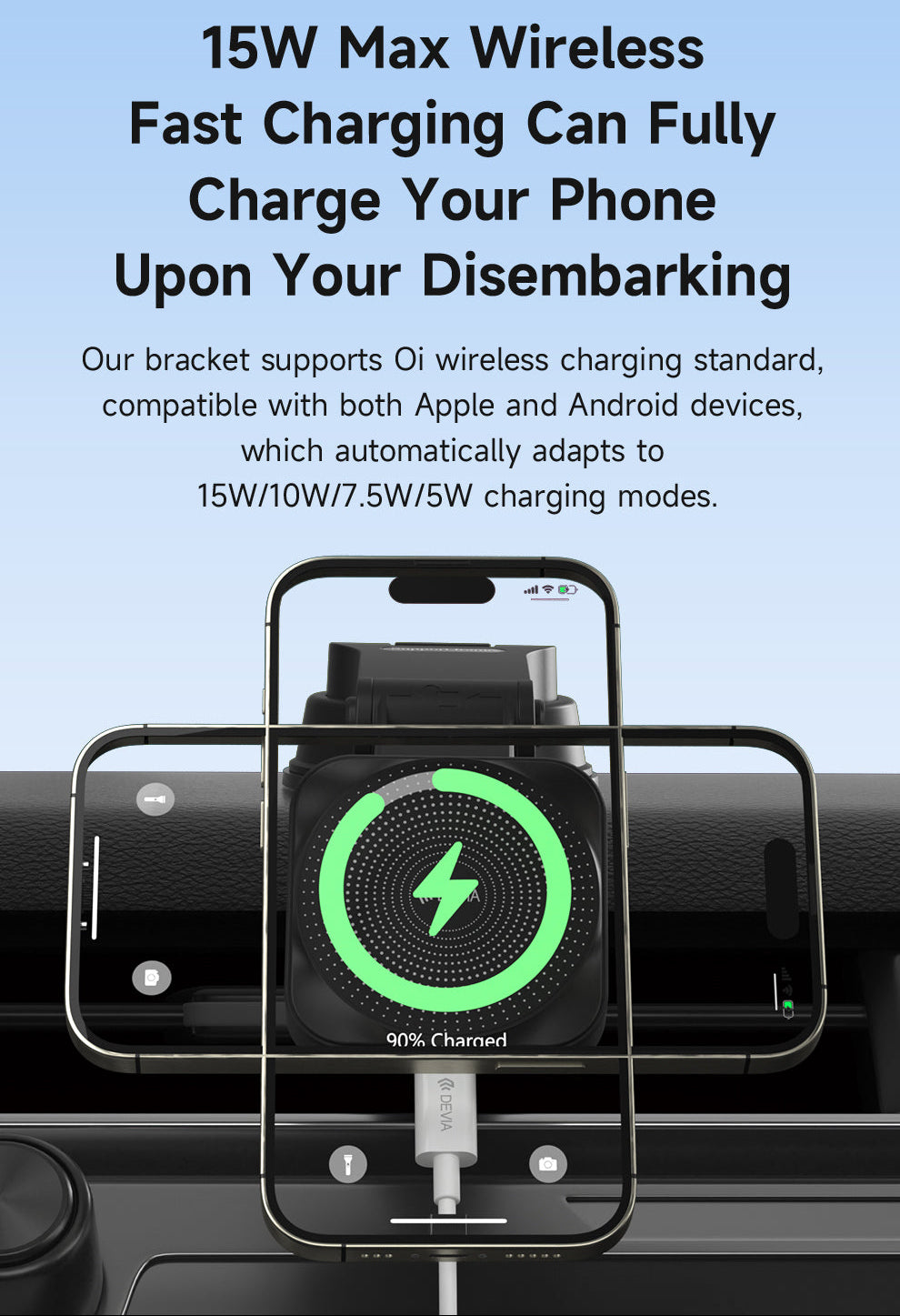 Magnetische Auto Handyhalterung mit Wireless Charger 15W
