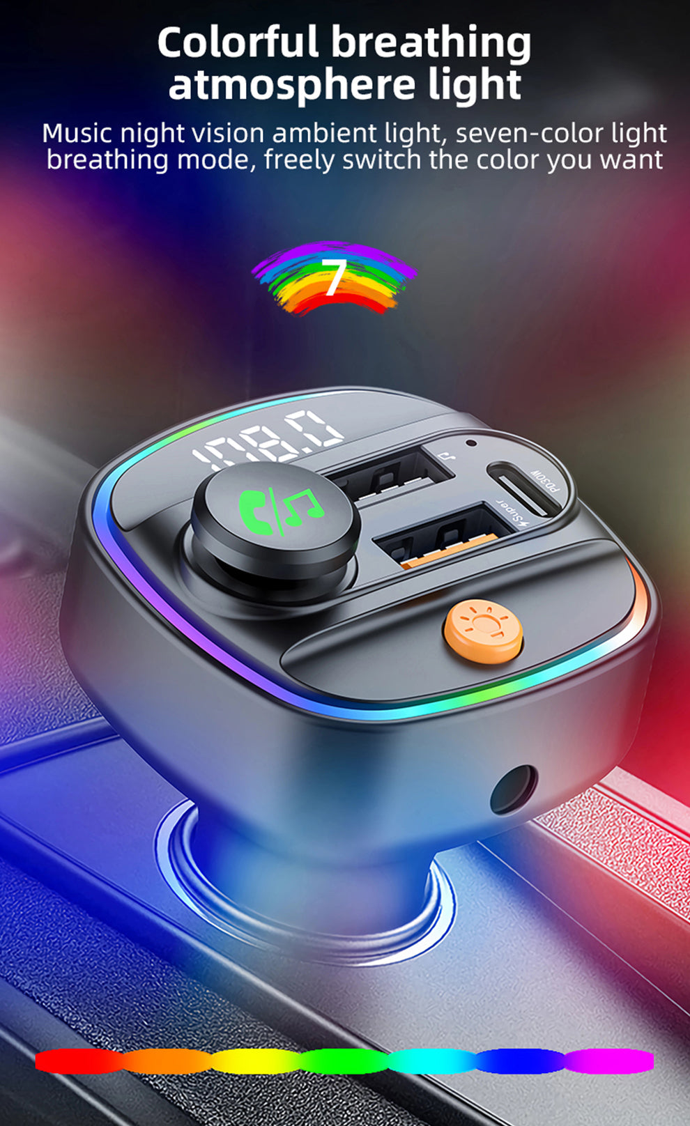 Bluetooth FM Transmitter fürs Auto mit 30W Schnellladen