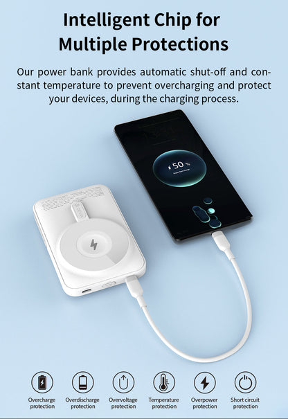 Magnetische Powerbank 10.000 mAh mit Standfunktion in weiß
