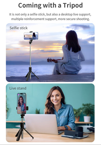Selfie Stick mit Stativ und Bluetooth Fernbedienung