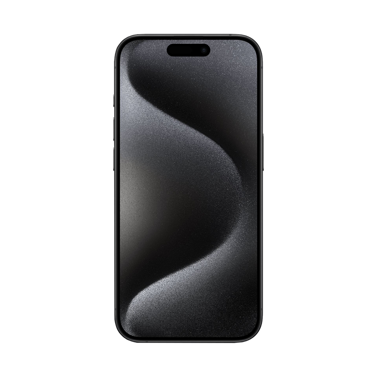 iPhone 15 Pro frontal mit grauen grainy Wallpaper