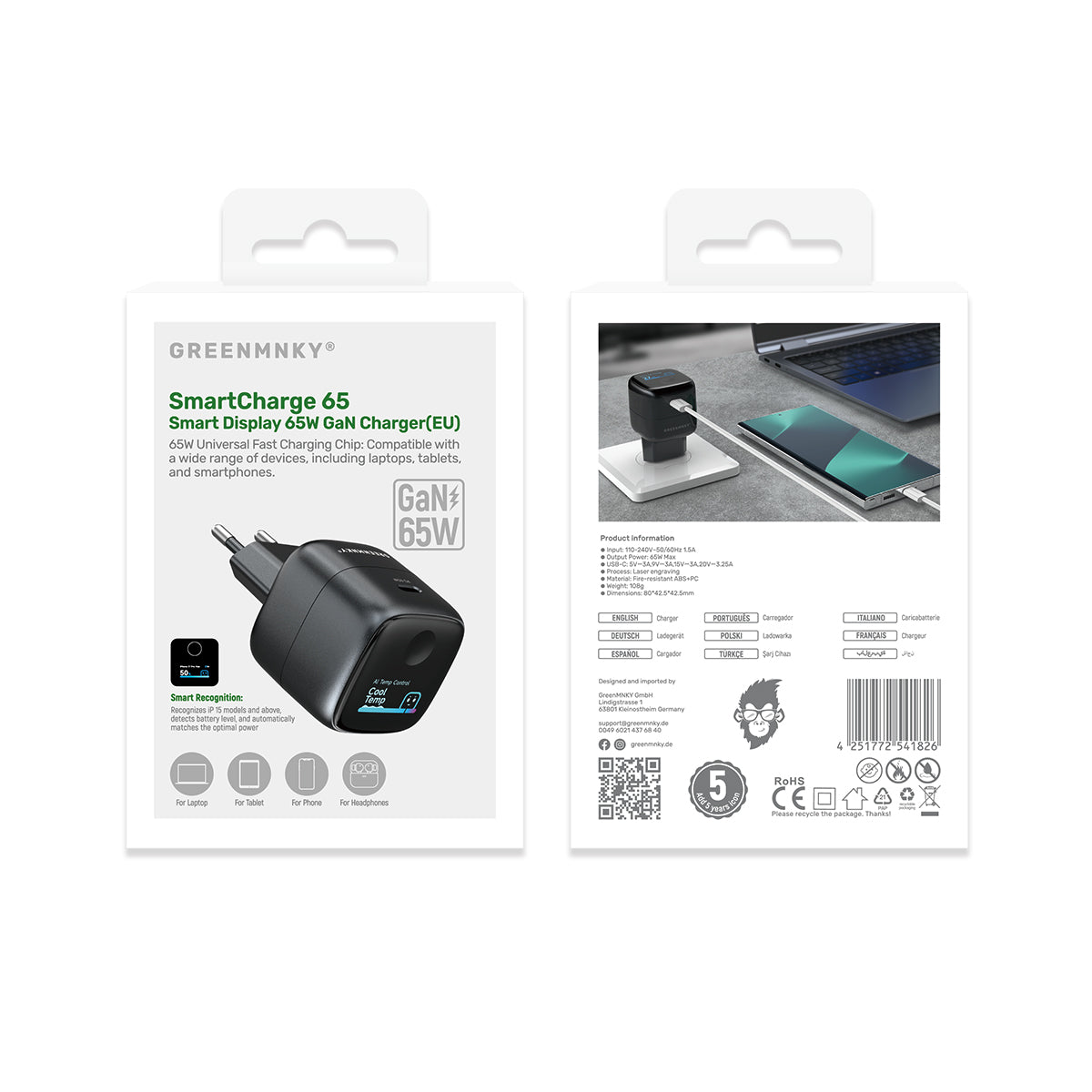 65W Ladegerät mit Smart Display | SmartCharge