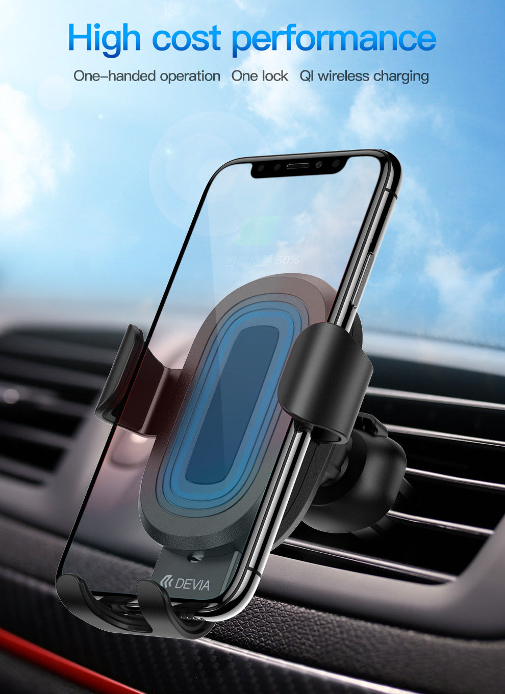 Handyhalterung Auto Lüftung mit Wireless Charger 10W