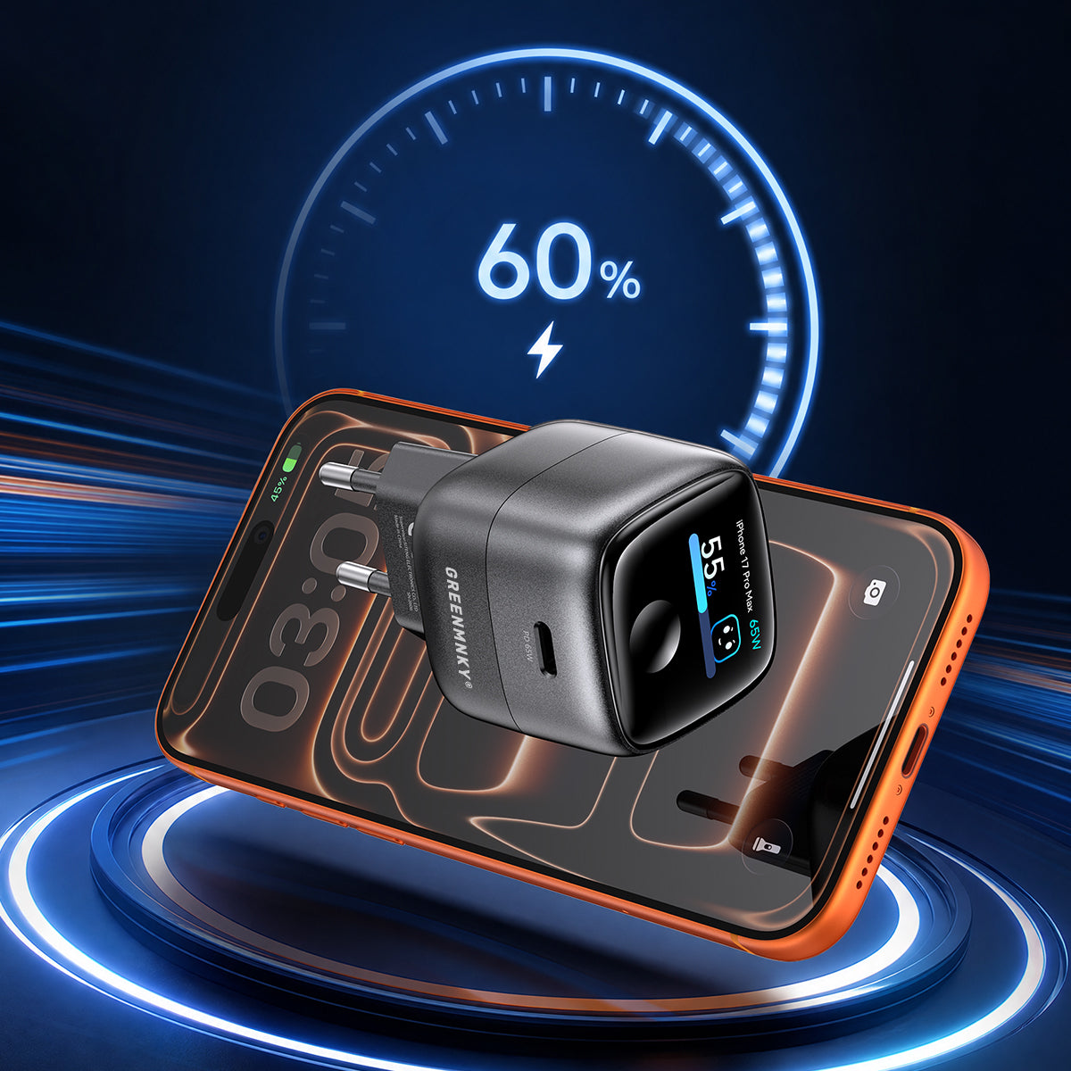 65W Ladegerät mit Smart Display | SmartCharge
