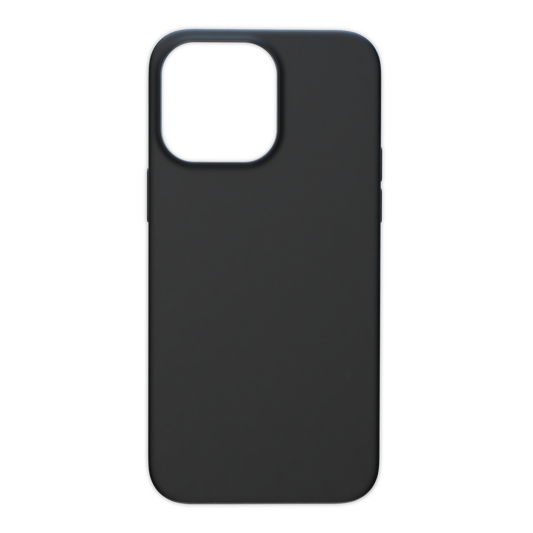 Schwarze Handyhülle mit stoßdämpfenden Kanten und erhöhter Kamerarand – minimalistischer Schutz für iPhones.