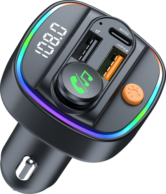 Bluetooth FM Transmitter fürs Auto mit 30W Schnellladen