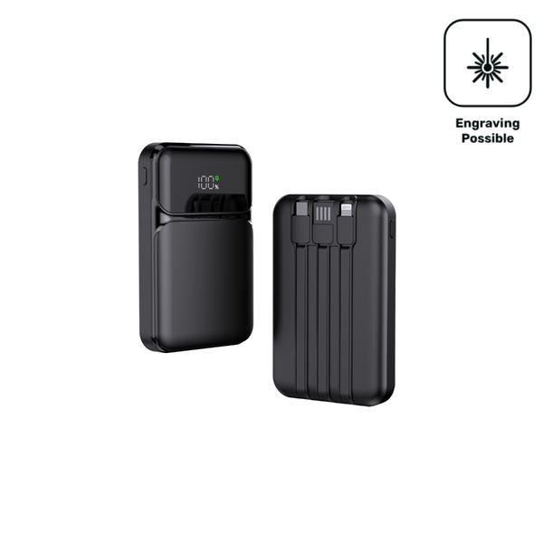 Gravierbare Powerbank mit integriertem Kabel