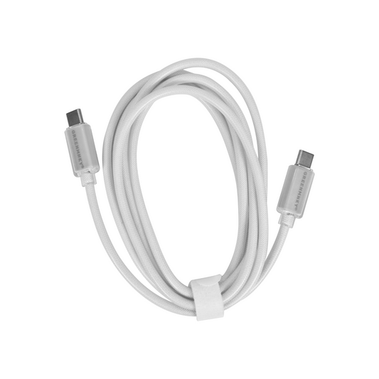 Weißes GREENMNKY USB C auf USB C Kabel aufgerollt mit zwei USB C Steckern