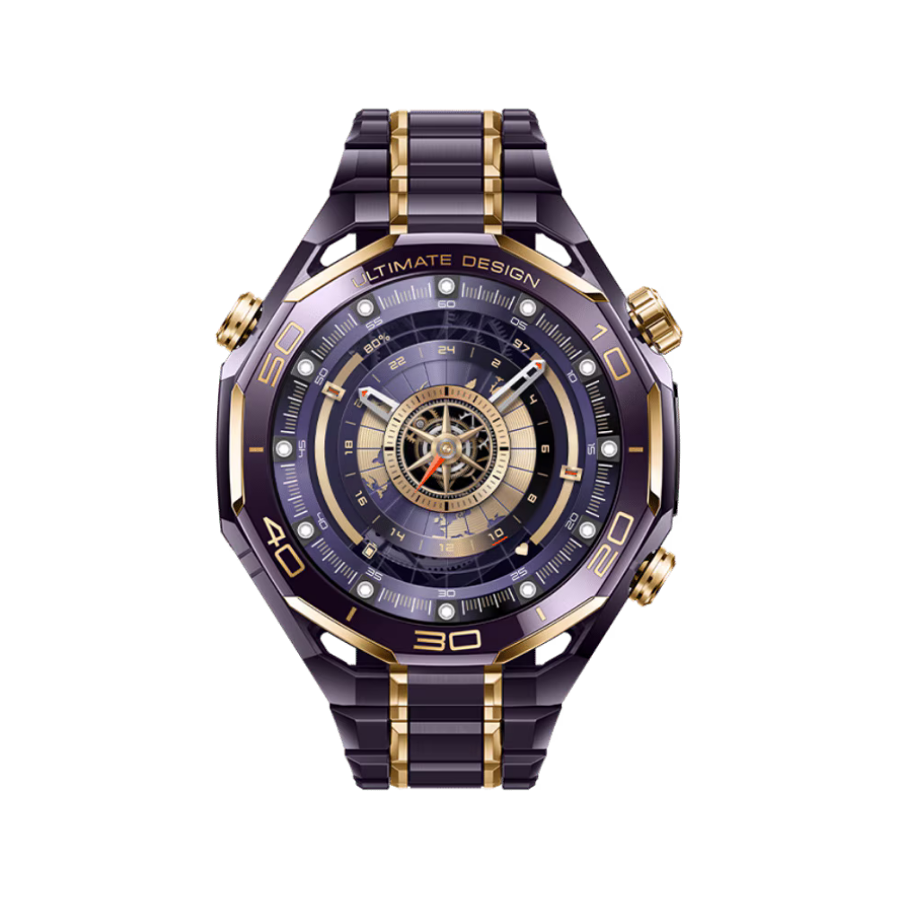 Huawei Watch Ultimate Design Royal Gold Edition von vorne purple