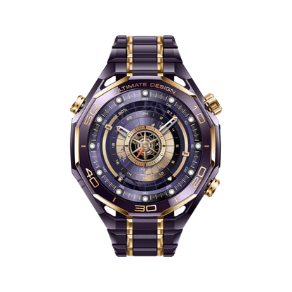 Huawei Watch Ultimate Design Royal Gold Edition von vorne purple