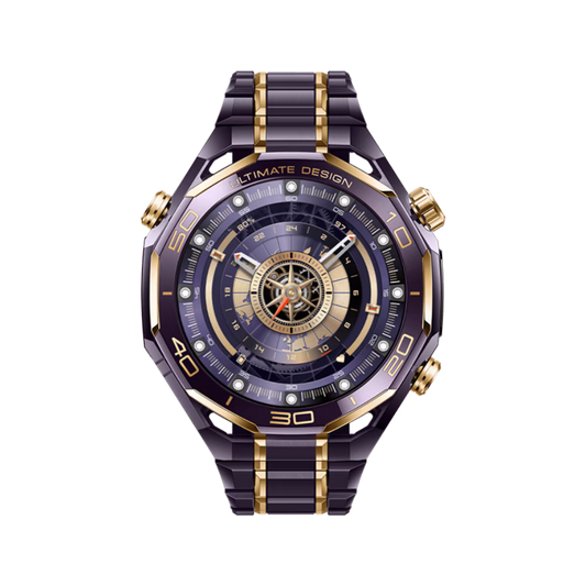 Huawei Watch Ultimate Design Royal Gold Edition von vorne purple