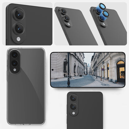 Ansicht der installierten Greenmnky Buddies Kameraschutzlinsen auf Galaxy S25 Edge in schwarz