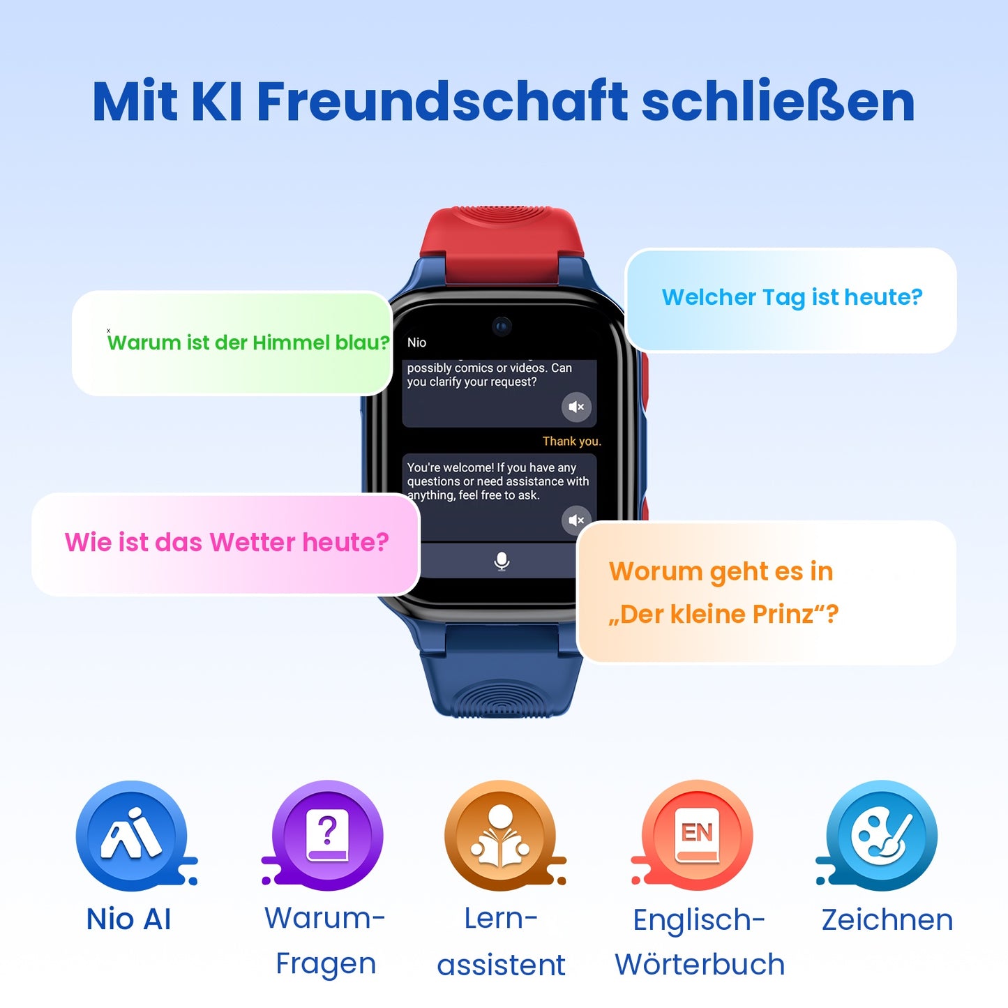 Kinder-Smartwatch mit GPS, Videoanruf und SOS-Funktion