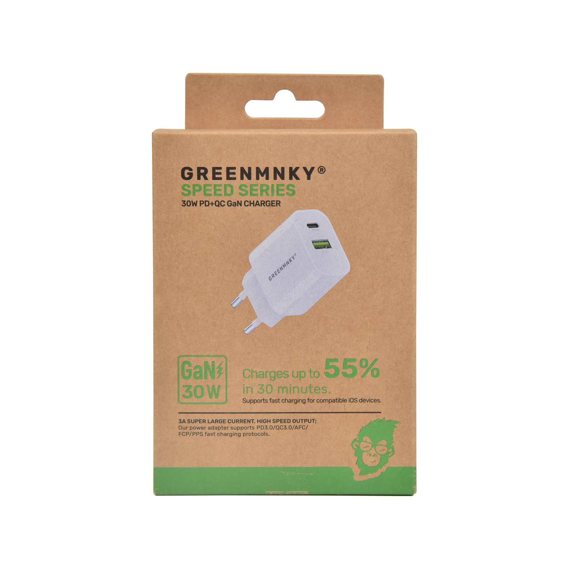 GREENMNKY Verpackung im Kraftpapier Look der Speed Series mit Produktabbildung