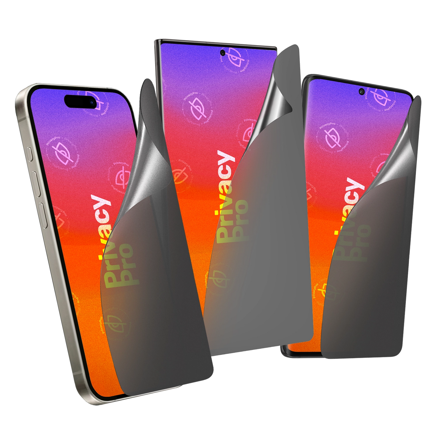 Abdunkelnde Schutzfolie @ Aus seitlichem Betrachten wird das Display bis zu 99% abgedunkelt Die matte Schutzfolie schützt dein Display und deine Privatsphäre