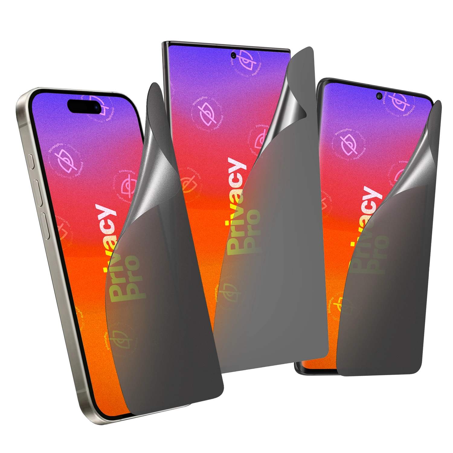 Abdunkelnde Schutzfolie @ Aus seitlichem Betrachten wird das Display bis zu 99% abgedunkelt Die matte Schutzfolie schützt dein Display und deine Privatsphäre