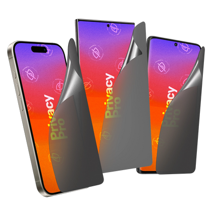 Abdunkelnde Schutzfolie @ Aus seitlichem Betrachten wird das Display bis zu 99% abgedunkelt Die matte Schutzfolie schützt dein Display und deine Privatsphäre