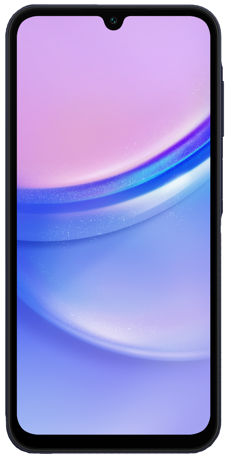 Samsung Galaxy A15 von vorne mit oroginal Wallpaper