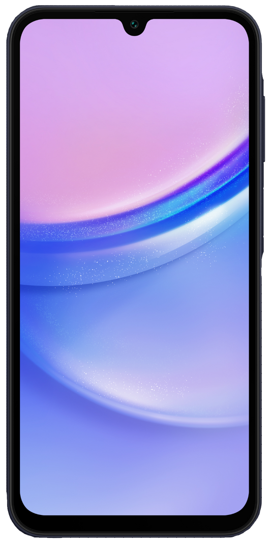 Samsung Galaxy A15 von vorne mit oroginal Wallpaper