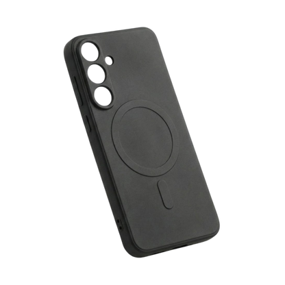 Schwarze Samsung Galaxy S24 Plus Hülle von GREENMNKY mit MagSafe Ring, matte Oberfläche, Kameraschutz Ausschnitt