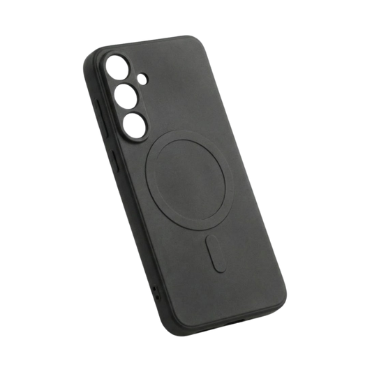 Schwarze Samsung Galaxy S25 Hülle von GREENMNKY mit MagSafe Ring, matte Oberfläche, Kameraschutz Ausschnitt