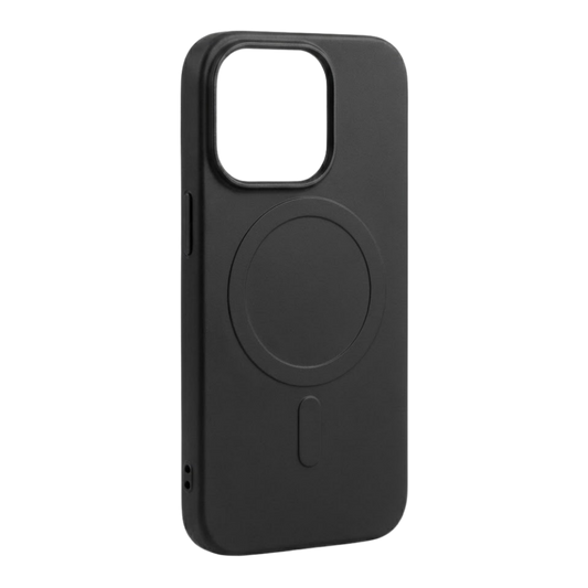 Schwarze iPhone 13 Pro Max Hülle von GREENMNKY mit MagSafe Ring, matte Oberfläche, Kameraschutz Ausschnitt