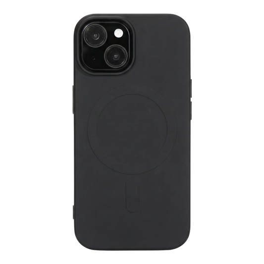 iPhone 13 mit schwarzer GREENMNKY Hülle, MagSafe Ring integriert, cleanes Design für sicheren Schutz