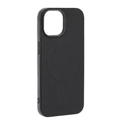Schwarze iPhone 14 Hülle von GREENMNKY mit MagSafe Ring, matte Oberfläche, Kameraschutz Ausschnitt