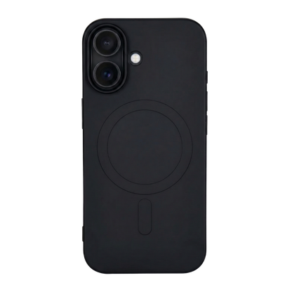 iPhone 16 Plus mit schwarzer GREENMNKY Hülle, MagSafe Ring integriert, cleanes Design für sicheren Schutz