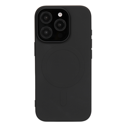 iPhone 16 Pro mit schwarzer GREENMNKY Hülle, MagSafe Ring integriert, cleanes Design für sicheren Schutz