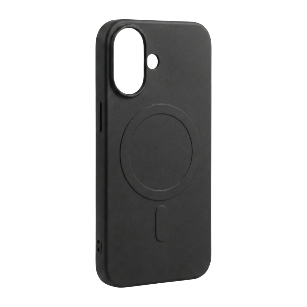 Schwarze iPhone 16 Hülle von GREENMNKY mit MagSafe Ring, matte Oberfläche, Kameraschutz Ausschnitt