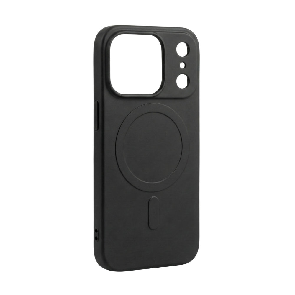 Schwarze iPhone 17 Pro Hülle von GREENMNKY mit MagSafe Ring, matte Oberfläche, Kameraschutz Ausschnitt