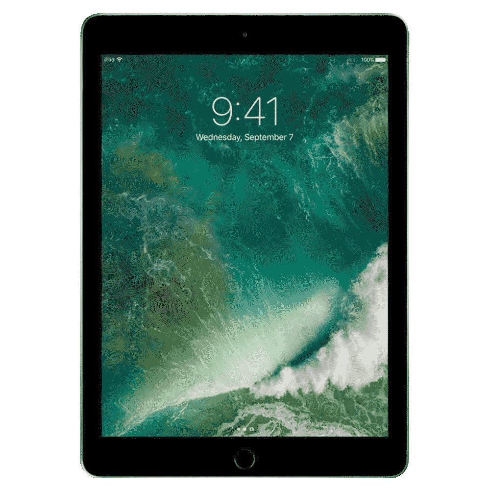 Apple iPad 9.7 (2018) von vorne mit Bildschirmsperre