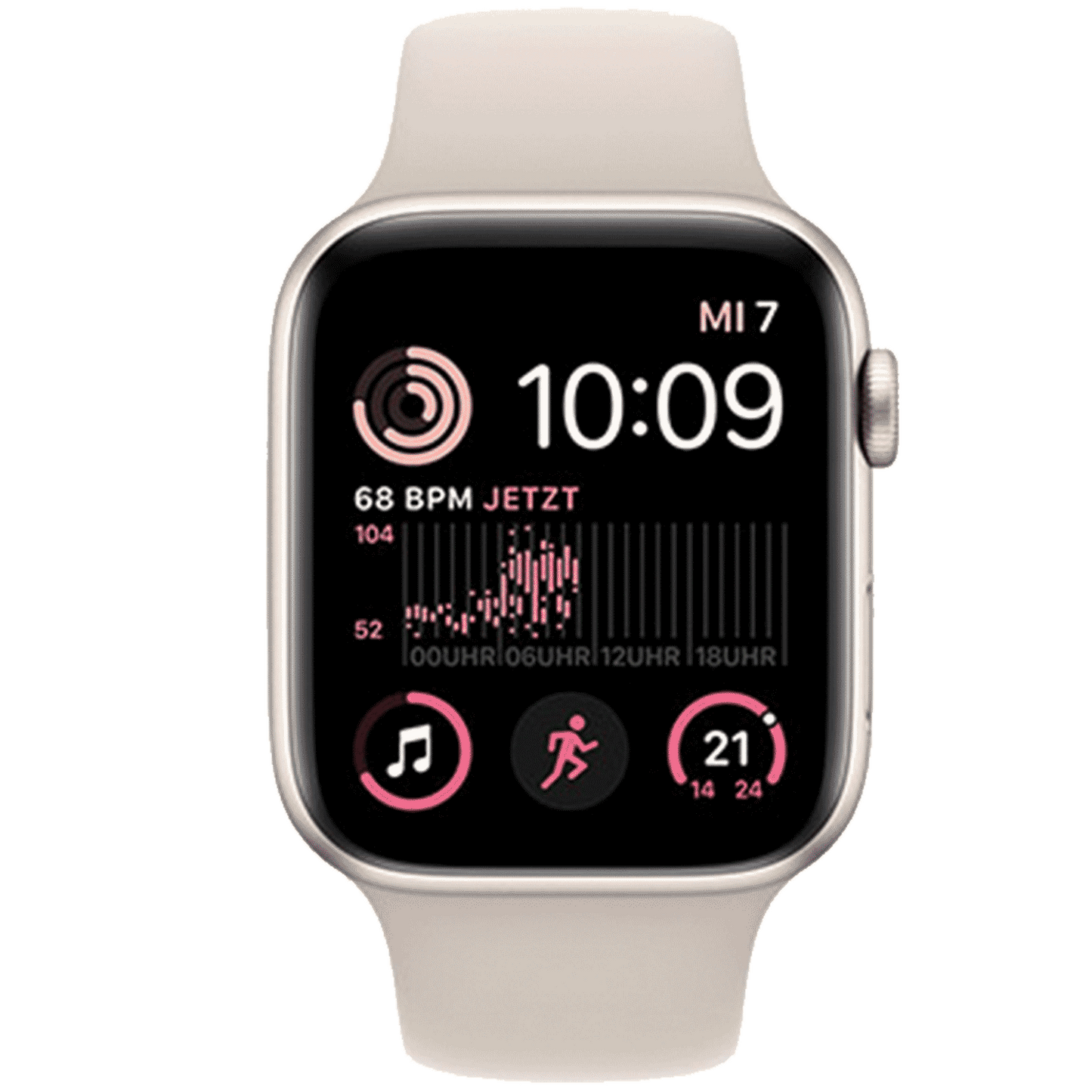 Apple Watch SE frontal mit original Wallpaper