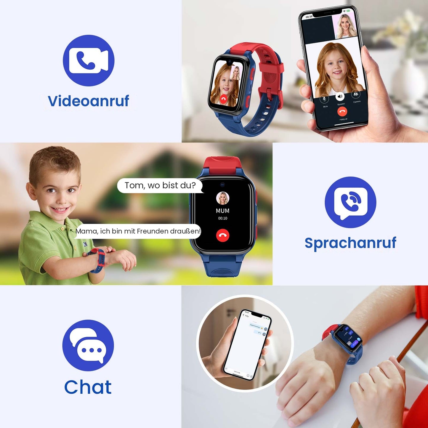 Kinder-Smartwatch mit GPS, Videoanruf und SOS-Funktion