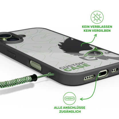 Seitenansicht Personalisierte Handyhülle für iPhone 14 Handyhülle: Passgenaue Aussparungen für Anschlüsse und vergilbungsfreies Material
