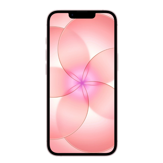 iPhone 17e von vorne mit original Wallpaper in soft pink