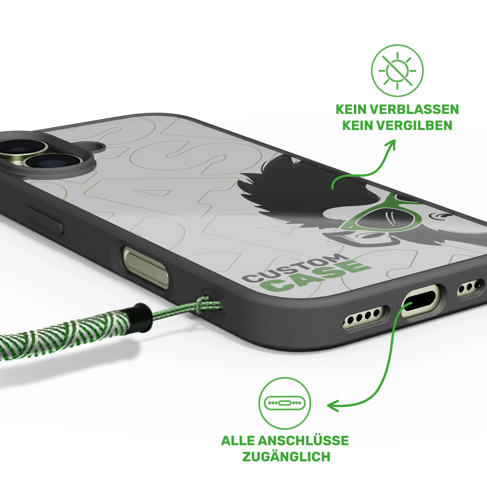 Seitenansicht Personalisierte Handyhülle für Samsung Galaxy S23 Ultra Handyhülle: Passgenaue Aussparungen für Anschlüsse und vergilbungsfreies Material
