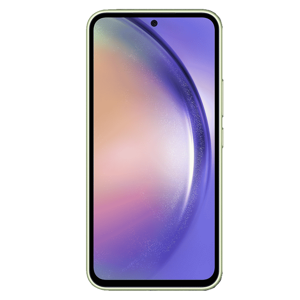 Samsung Galaxy A54 5G von vorne mit original Wallpaper