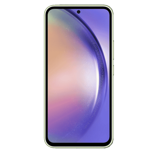 Samsung Galaxy A54 5G von vorne mit original Wallpaper