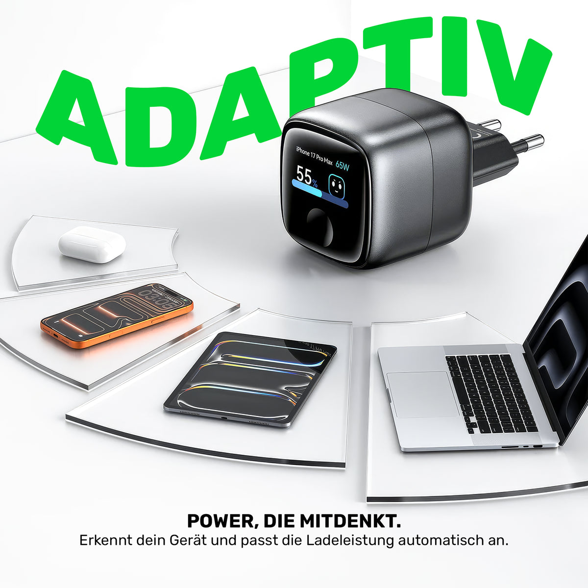 65W Ladegerät mit Smart Display | SmartCharge