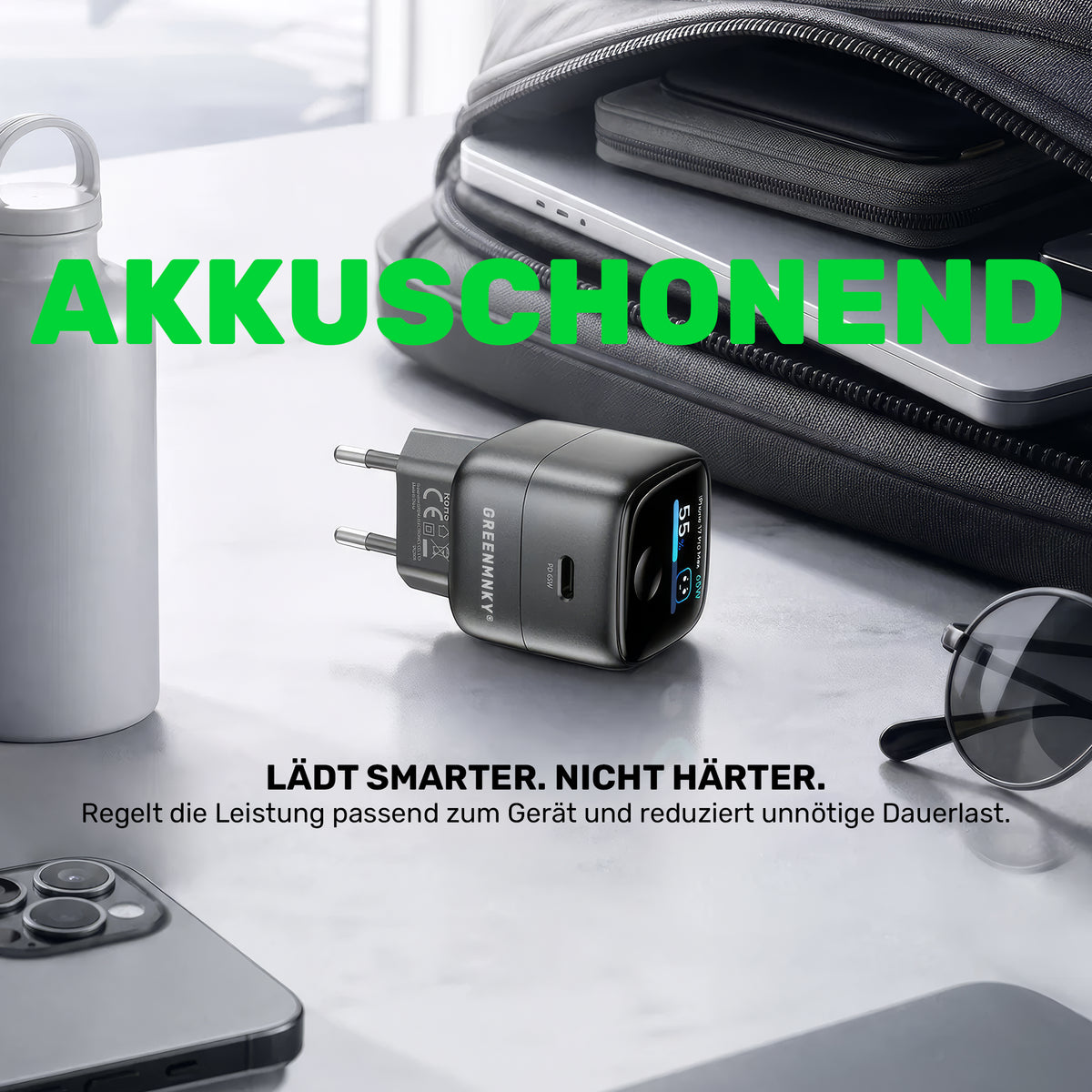 65W Ladegerät mit Smart Display | SmartCharge