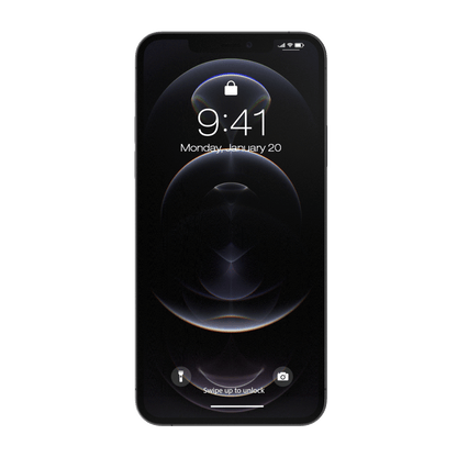 Apple iPhone 12 Pro Max frontal mit Sperrbildschirm transparent