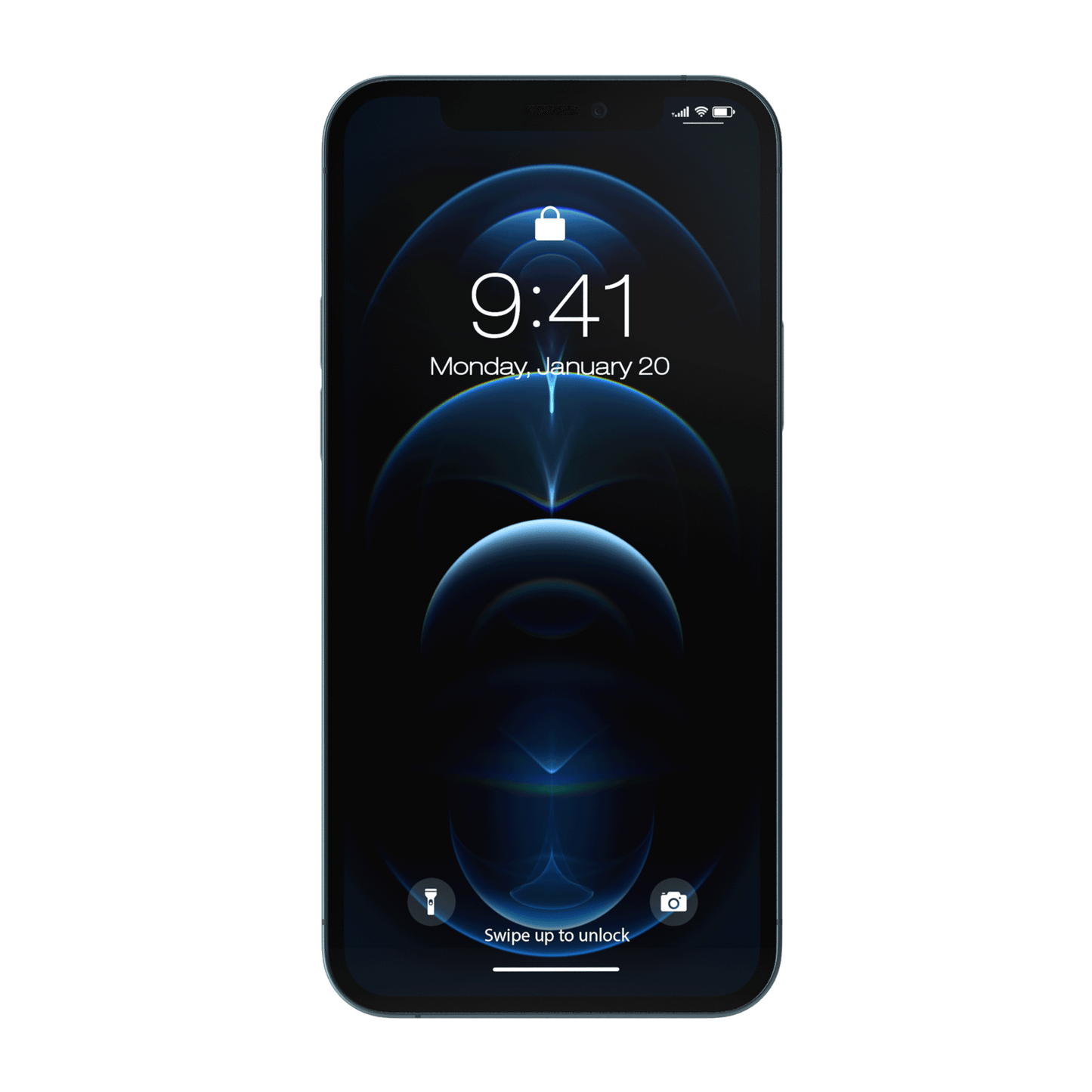 Apple iPhone 12 Pro frontal mit Sperrbildschirm png
